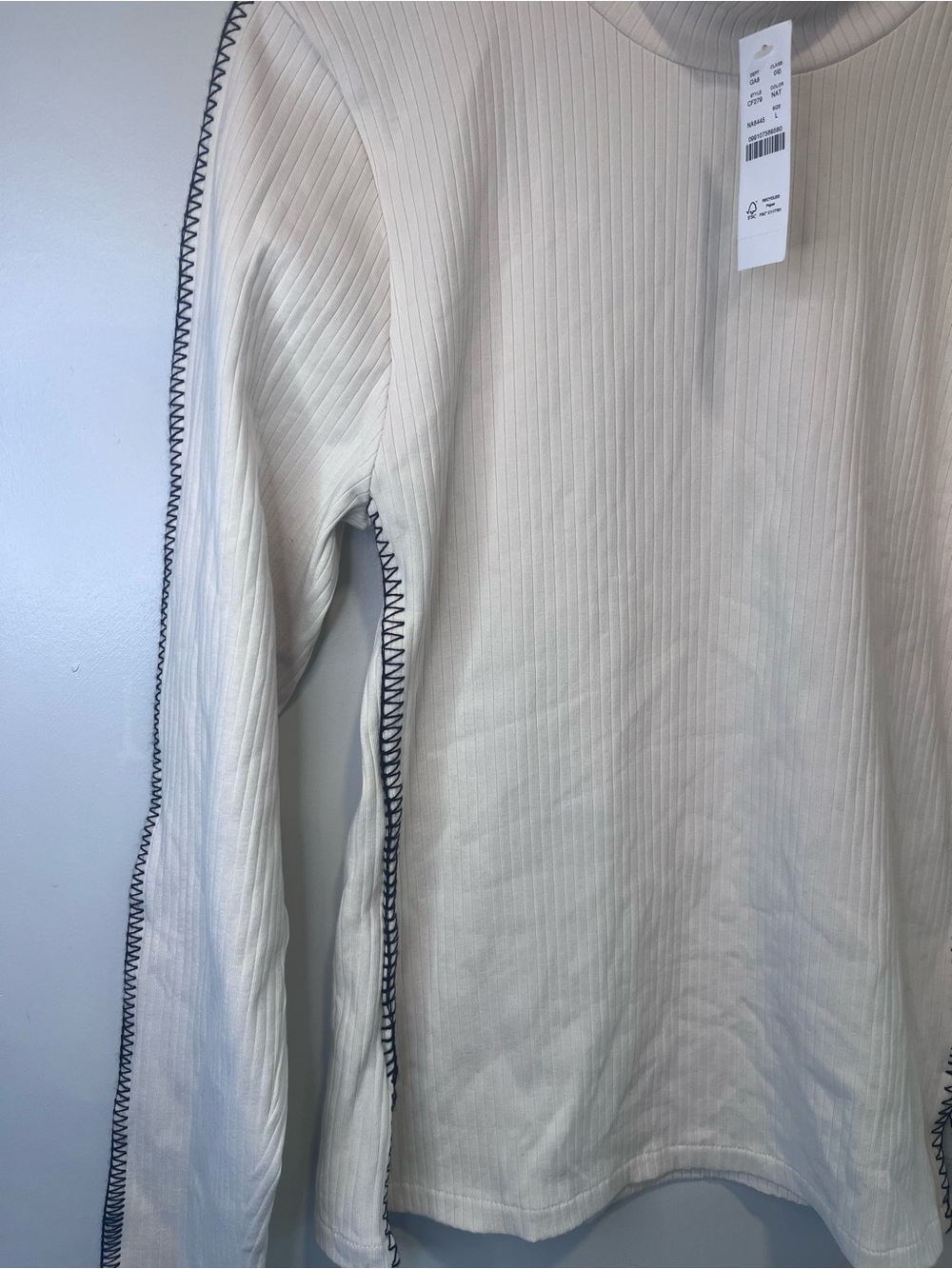 J. Crew Cream Ribbed Mock Neck Top - Picture 2 of 5